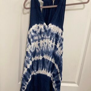 Elegant Asymmetrical Dress in Navy and White